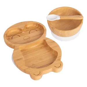 Tiny Dining - Children's Bamboo Suction Penguin Dinner Set - White