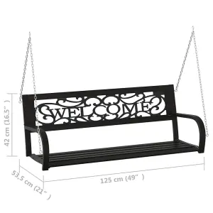 Berkfield Garden Swing Bench 125 cm Steel and Plastic Black