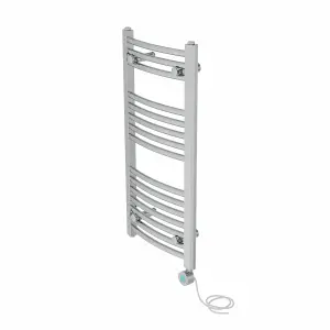 Right Radiators Prefilled Thermostatic Electric Heated Towel Rail Curved Bathroom Ladder Warmer - Chrome 800x400 mm