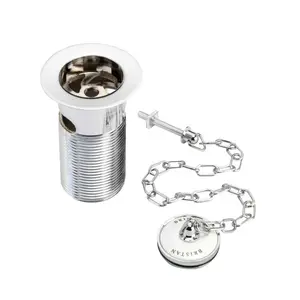 Traditional 9cm Chain and Stopper Waste Bathroom Sink Drain With Overflow Chrome