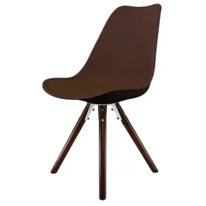 Soho Chocolate Plastic Dining Chair with Pyramid Dark Wood Legs