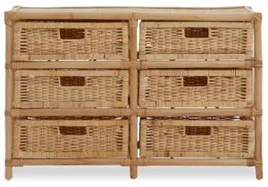 Interiors by Premier Spacious Rattan Six Drawers Chest, Sustainable Chest Of Drawers, Strong And Sturdy Rattan Storage Space