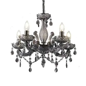 Matteo Chrome Smoked Acrylic 5-Light Pendant Chandelier for Bedroom Living Room