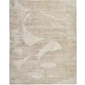 Beige Abstract Wool Luxurious Modern Easy to Clean Abstract Dining Room Bedroom and Living Room Rug -170cm X 240cm