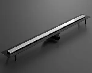 Linear shower drain channel in Silver Brushed stainless steel