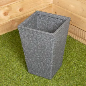 45cm Tall Plastic Ash Grey Slate Effect Garden Patio Trough