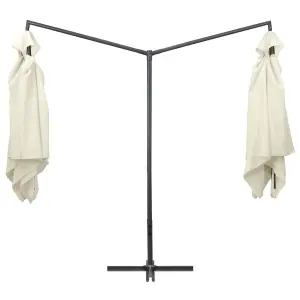 Berkfield Double Parasol with Steel Pole 250x250 cm Sand White