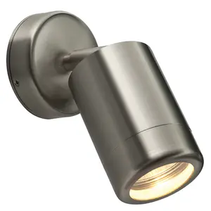 2 PACK Adjustable IP65 Wall Spotlight - 7W LED GU10 - Brushed Stainless Steel