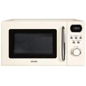 Abode Retro Microwave 20 Litre Cream Digital 700W, Mirror Finish, 8 Auto Cook Settings & Defrost, 5 Power Levels AMD2004C