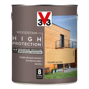 V33 High protection Clear Mid sheen Wood stain, 2.5L