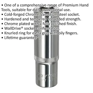 17mm Deep Drive Socket - Forged Steel Chrome Vanadium 1/2" Square Drive Tool