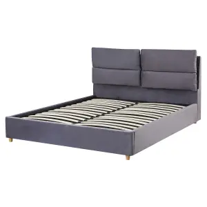 Velvet EU King Size Ottoman Bed Grey BATILLY