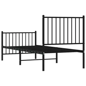 Berkfield Metal Bed Frame with Headboard and Footboard Black 75x190 cm 2FT6 Small Single