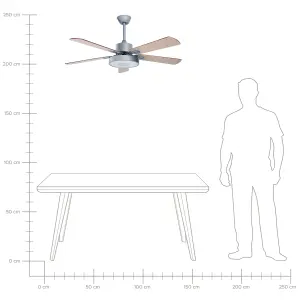 Ceiling Fan with Light Grey and Light Wood HOBBLE