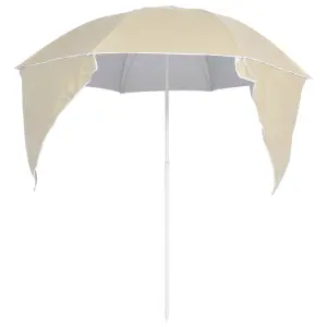 Berkfield Beach Umbrella with Side Walls Sand 215 cm