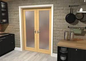 Green & Taylor Oak Shaker 1 Lite Frosted Glass - Prefinished Internal French Door Set - 1432 x 2021 x 133mm (WxHxT)