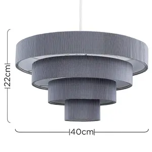 ValueLights Nevada Modern 4 Tier Dark Grey Fabric Ceiling Pendant Light Shade