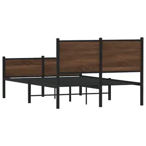 Berkfield Metal Bed Frame without Mattress Brown Oak 120x190 cm Small Double