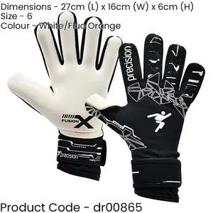 Size 6 PRO JUNIOR Goal Keeping Gloves Lightweight White/Orange Keeper Glove