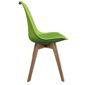 Soho Green Plastic Dining Chair with Squared Light Wood Legs