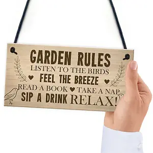 Red Ocean Garden Rules Sign Hanging Door Wall Plaque Outdoor Plaques For Garden Friendship Gift Summerhouse Sign Shed Sign