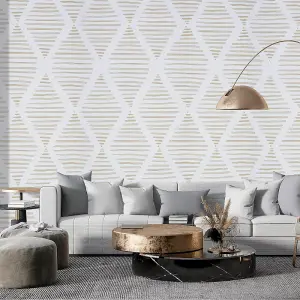 PVC Patchwork Diamond Striped Geometric Wallpaper 1000 cm