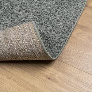 Shaggy Rug PAMPLONA High Pile Modern Green 240x240 cm