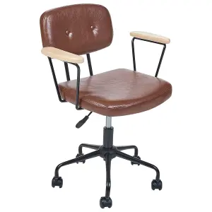 Desk Chair Faux Leather Brown ALGERITA