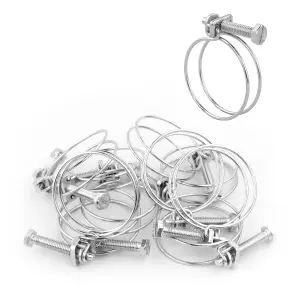 Pisces Double Wire Hose Clips to fit 38/40mm hose (1.5in) Pipe (10 pack)