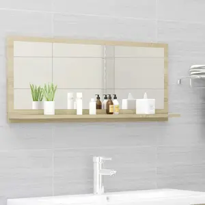 Dorlene Framed Wall Mounted Bathroom Mirror Sonoma Oak / 90 cm