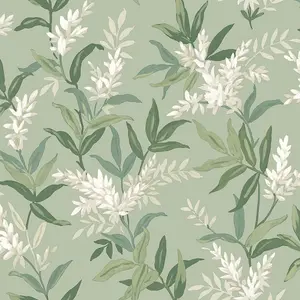 Olivia Floral Wallpaper Sage Green Belgravia 5907