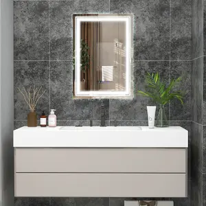 Costway Bathroom Led Vanity Mirror Dimmable Vanity Wall Mirror with 3 Colors 3000-6500K Anti-Fog