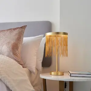 Zanita Brushed Gold with Gold Waterfall Effect Modern 1 Light Warm White LED Table Light