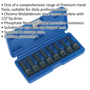 8 Piece TRX-Star Impact Socket Bit Set - Durable Chromoly Steel with 1/2" Drive