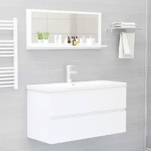 Berkfield Bathroom Mirror White 90x10.5x37 cm Engineered Wood