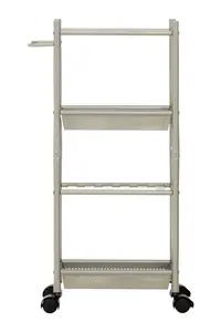 Maison by Premier Dara 4 Tier Brush Nickel Trolley with 2 Baskets