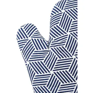 Interiors by Premier Modern Retro White / Blue Single Oven Glove