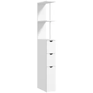 HOMCOM Tall Bathroom Storage Cabinet with Shelf and Drawers, White