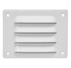 White Metal Air Vent Grille 140mm x 105mm with Fly Screen Flat