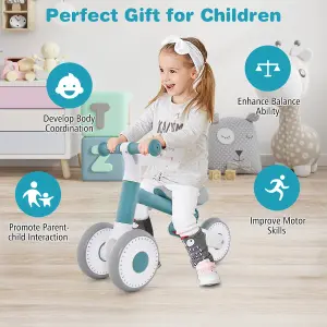 Costway Baby Balance Bike 4 Wheels Toddler First Bike No Pedal Infant Baby Walker Riding Toys