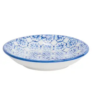 Nicola Spring Hand-Printed Sauce Dish - Japanese Style Porcelain Snack Salsa Dip Crockery - 10cm - Navy