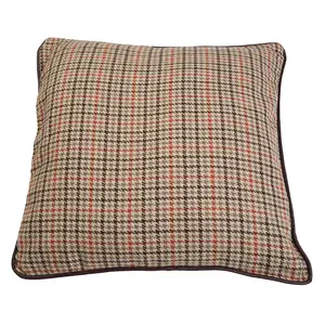 Interiors by Premier Beige Check Throw Cushion, Polyester Décor Cushion for Relaxing, Washable Cushion for Sofa, Bed, Chair