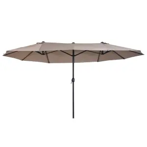 Outsunny 4.6M Garden Patio Umbrella Canopy Parasol Sun Shade w/o Base Tan