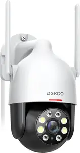 DEKCO 2K Security Camera Outdoor With Motion Tracking, Pan-Tilt 360° View, CCTV Camera, Sound-Lights Alarm, Home Wifi Camera, Color Night Vision (1-