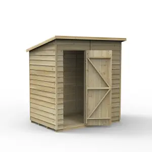 Forest Garden Overlap 6x4 ft Pent Wooden Shed with floor - Assembly service included