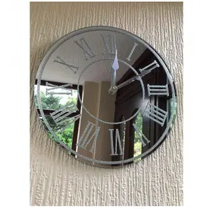 Sparkle Round Glitter Mirrored Wall Clock - Silver