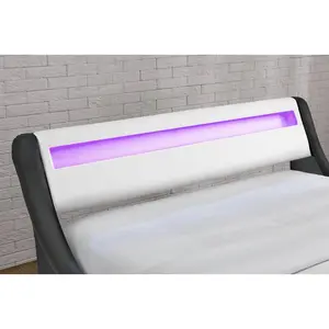 Galaxy LED Upholstered Ottoman Bed Black/White / Kingsize (5')