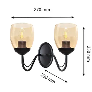 Luminosa Allena Wall Lamp Black, Amber 27cm