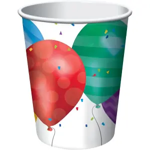 Creative Party Balloon Blast Party Cup (Pack of 8) White/Multicoloured (One Size)