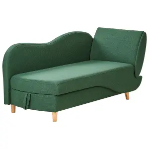 Right Hand Fabric Chaise Lounge with Storage Green MERI II